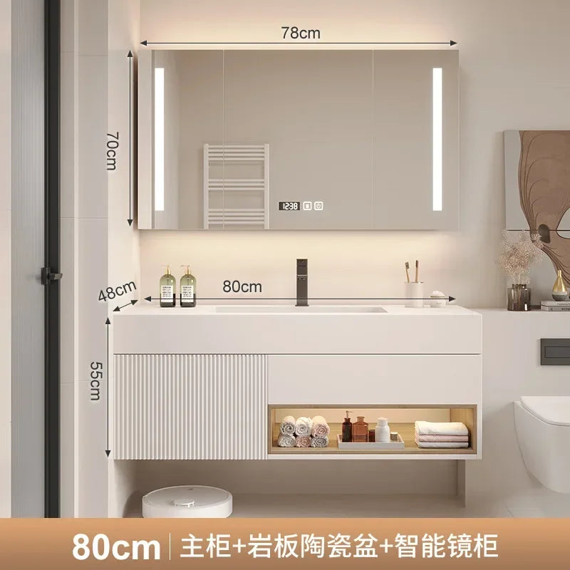 Integrated Bathroom Cabinet Washbasin Smart Light Mirror
