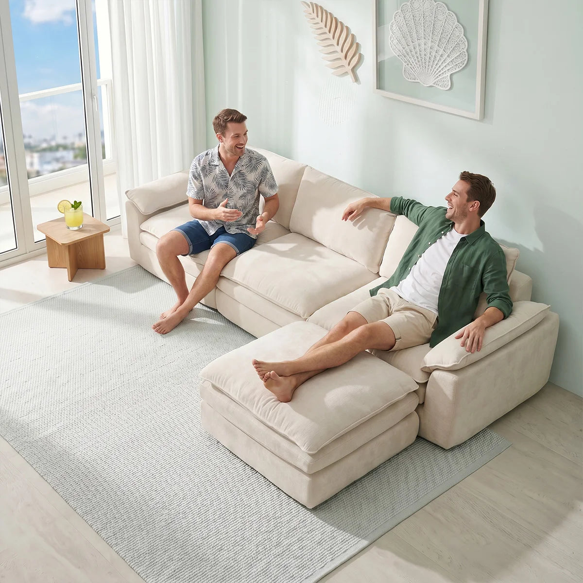 Summer Fresh Cream Style Modular Block Sofa
