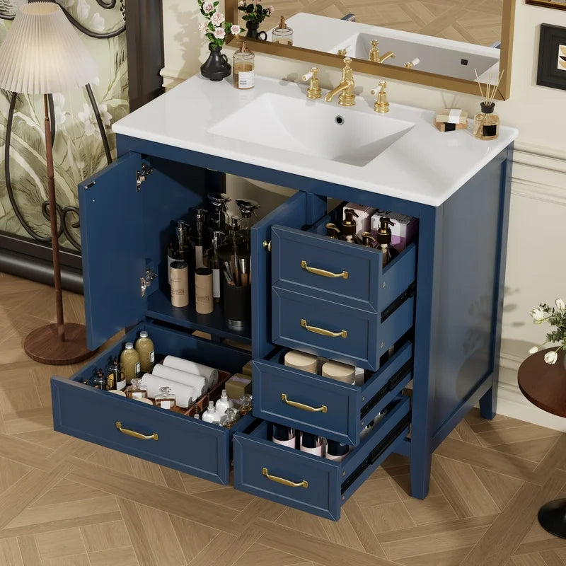 36" Blue Bathroom Vanity with Sink