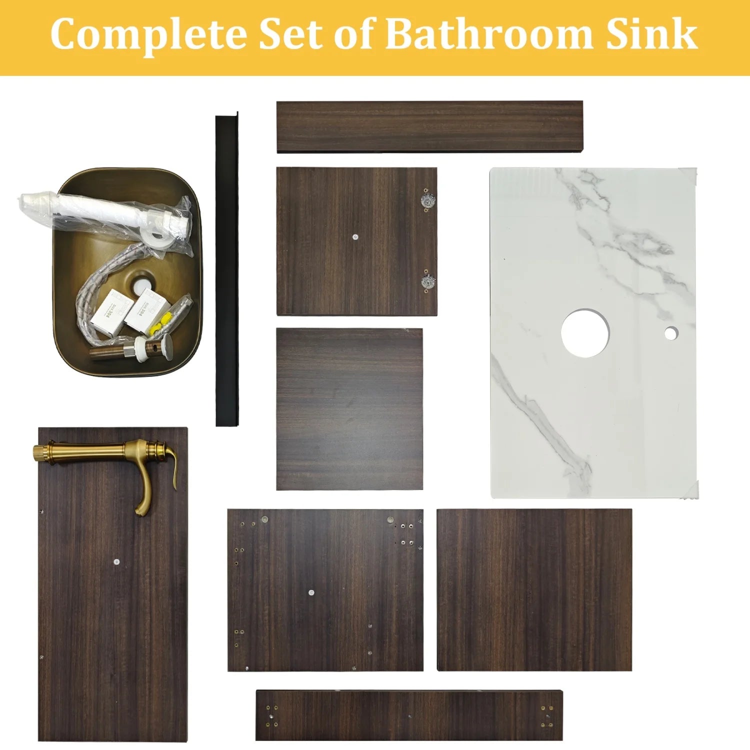 Bathroom Vanities Wall Mounted Floating Cabinet w/ Ceramic Basin