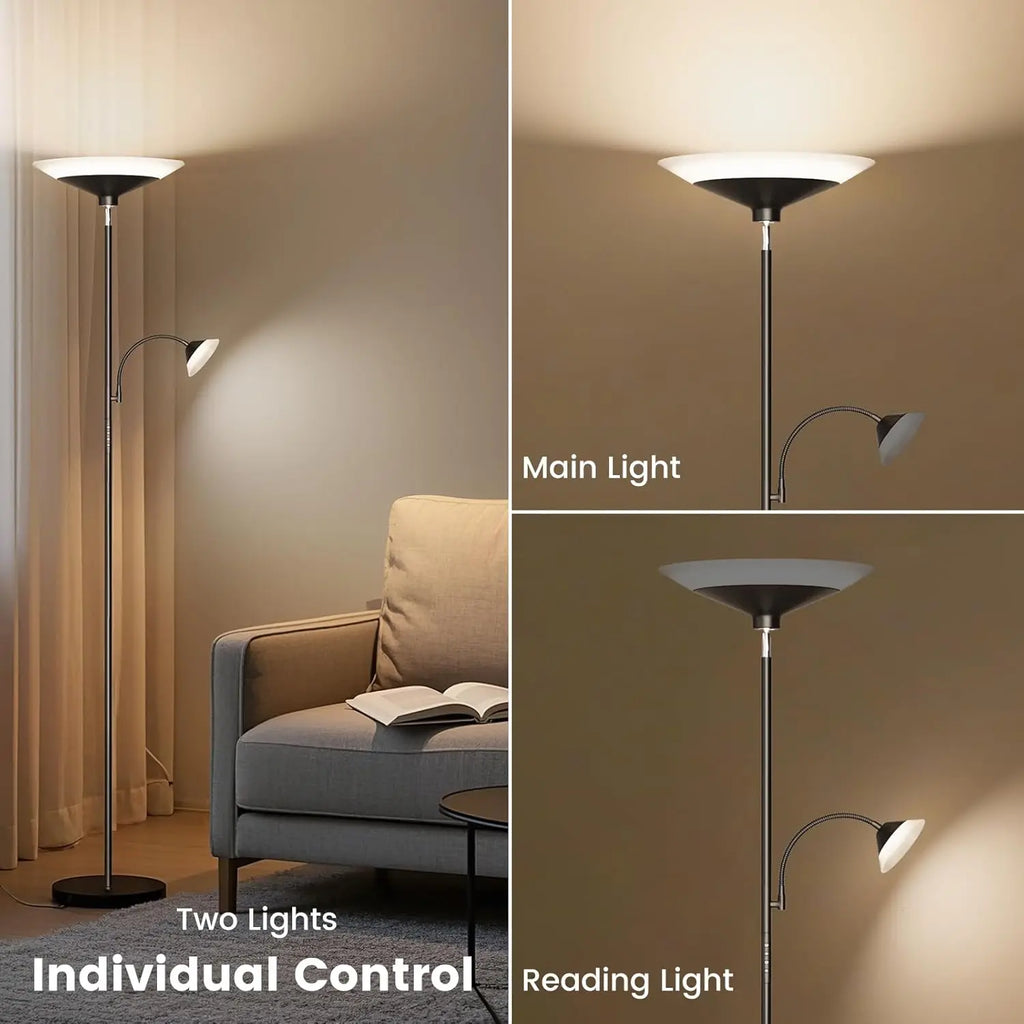 2-in-1 Torchiere Floor Lamp with Remote & Touch Control