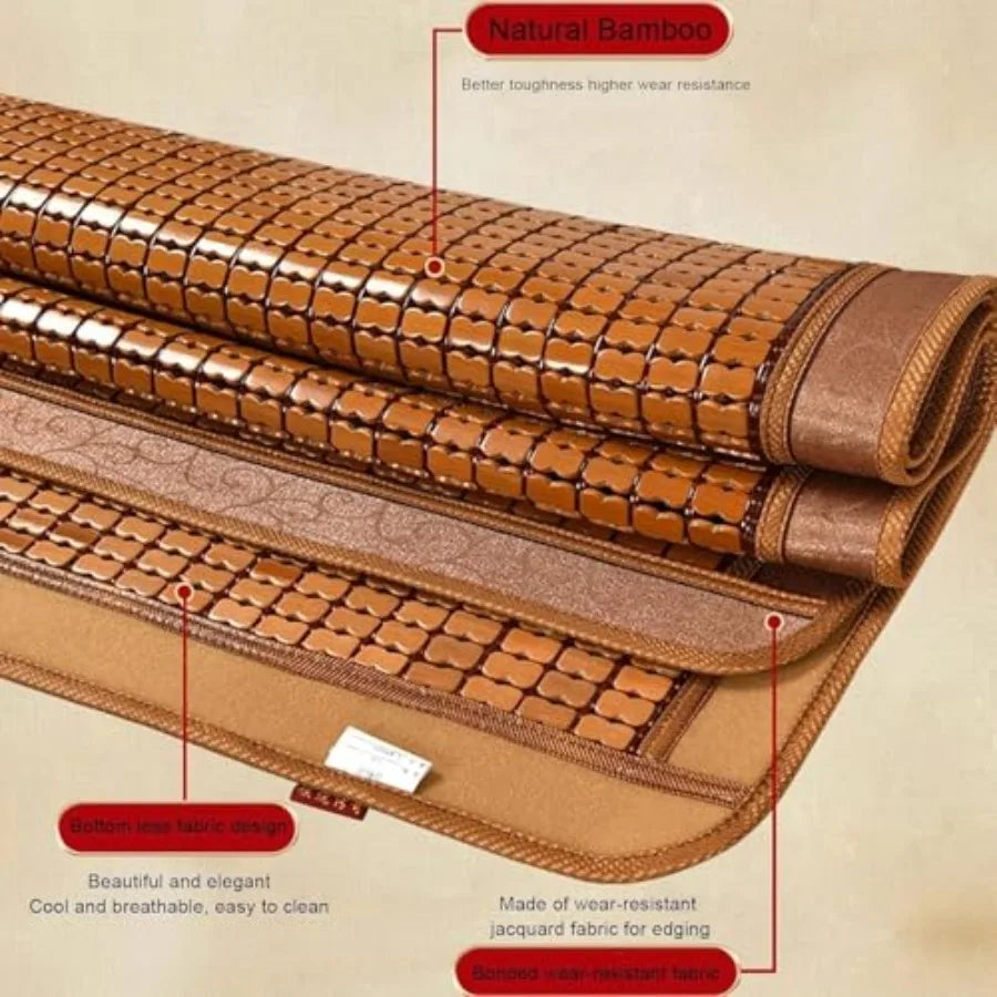 Bamboo Cooling Sleeping Mat Breathable Rattan Pad Foldable Mattress