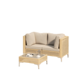3 Piece Patio Set Sectional Garden Sofa with Cushions Brown Wicker