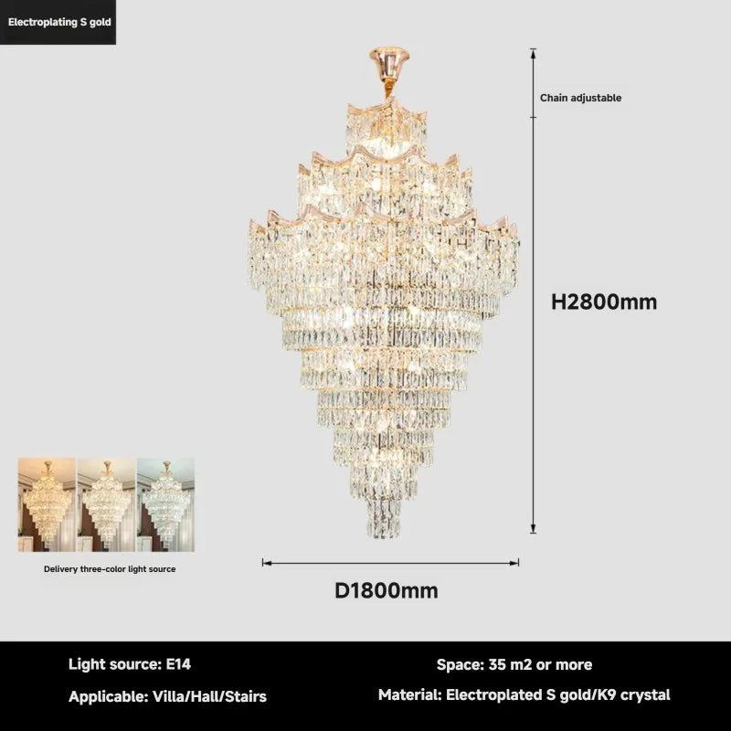 Luxury Modern Crystal High Ceiling Chandelier