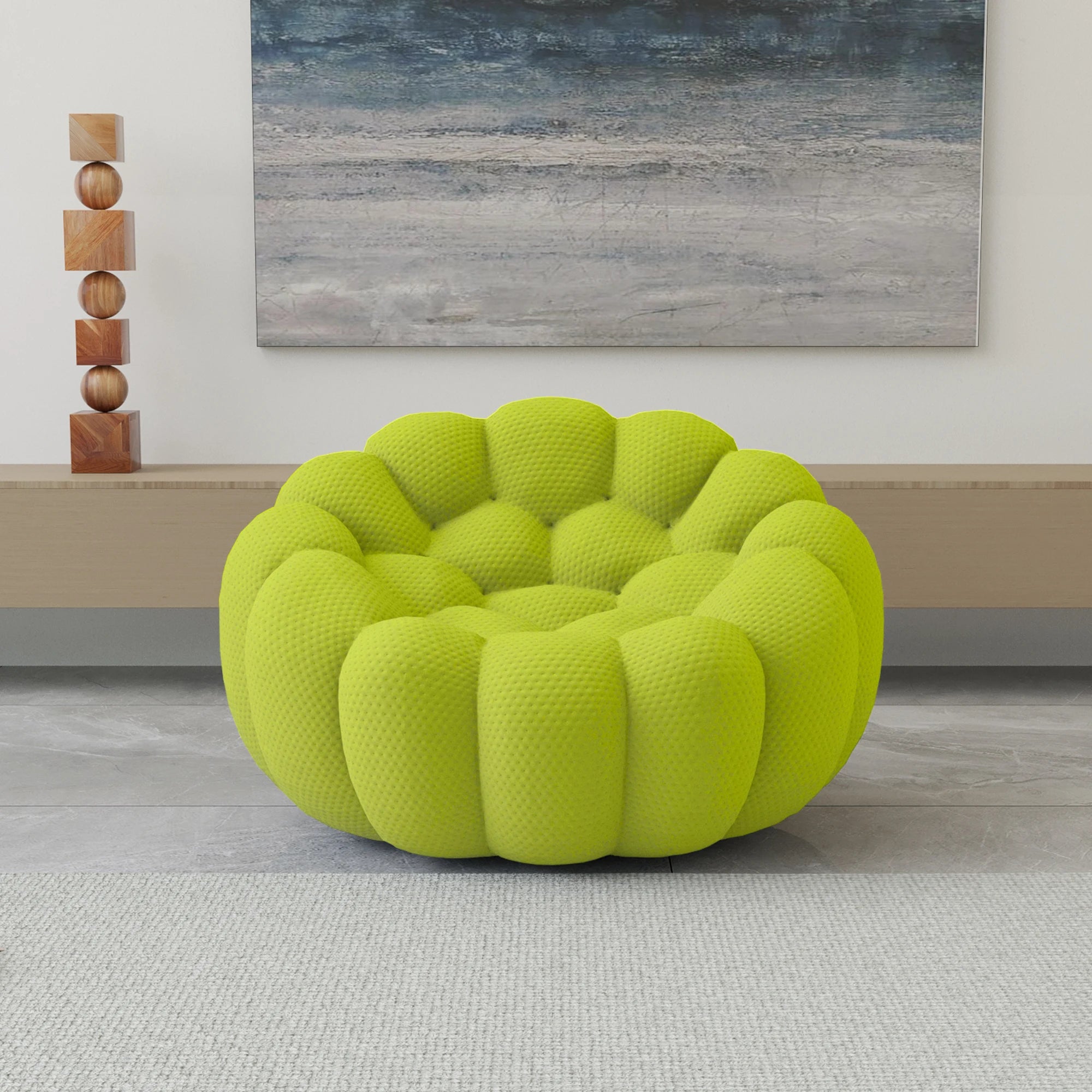 Oversized Boneless Bubble Couch, Football-Shaped Design
