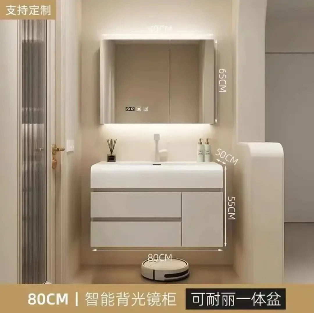 Luxury Cabinet White Rock Integrated Washbasin