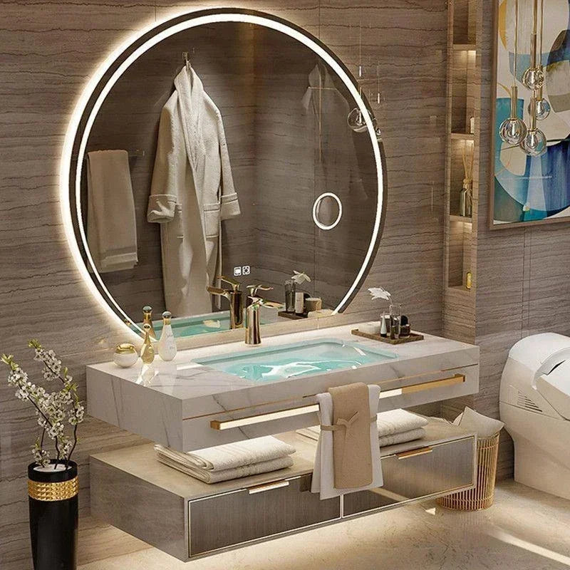 Bathroom Cabinet  Slate Smart Mirror  Double Washbasin
