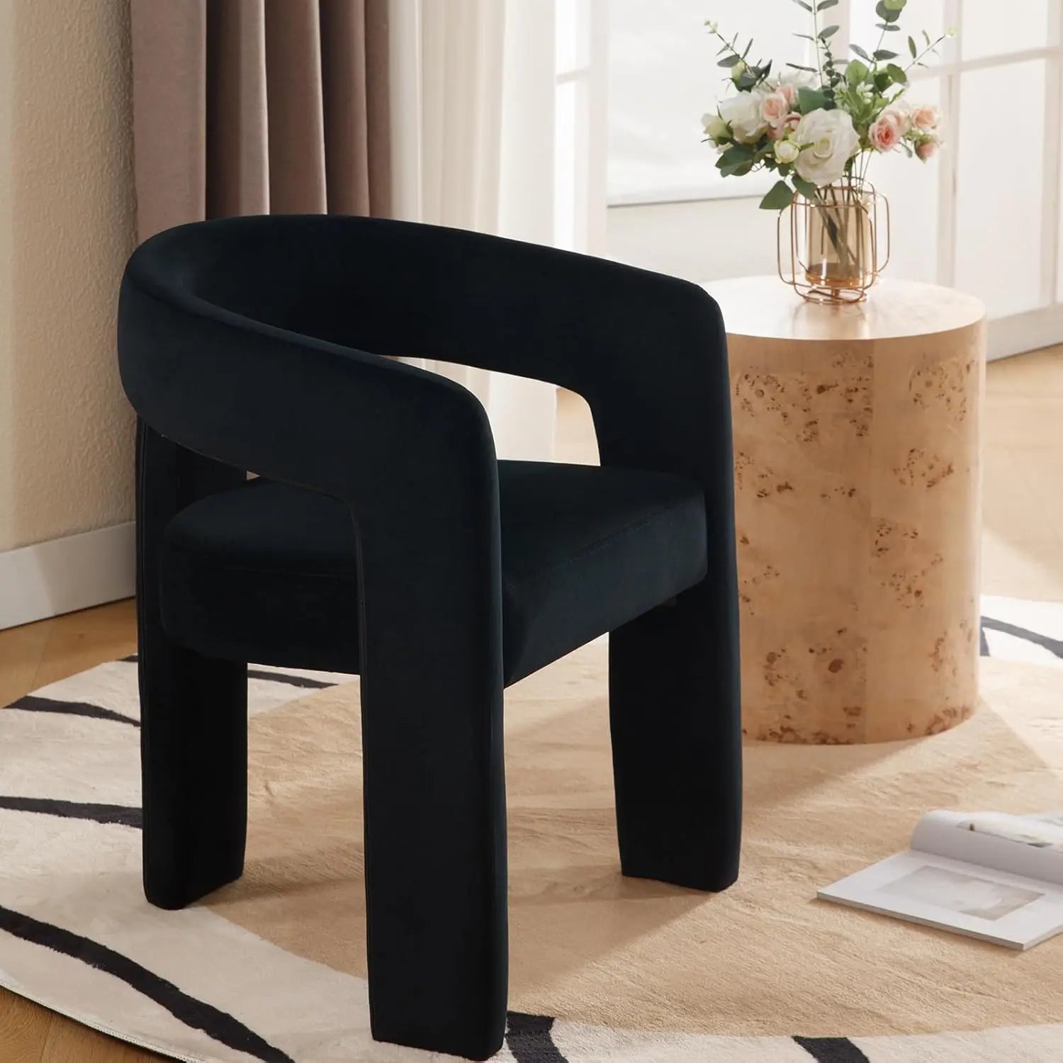 Upholstered Barrel Dining Chair Faux Leather