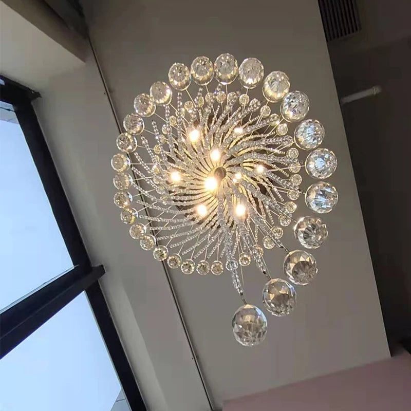 Round Staircase Rotating Chandelier