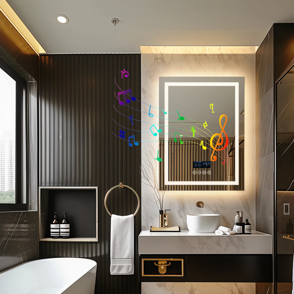 Lighted Bathroom Mirror with Bluetooth Speaker Smart LED