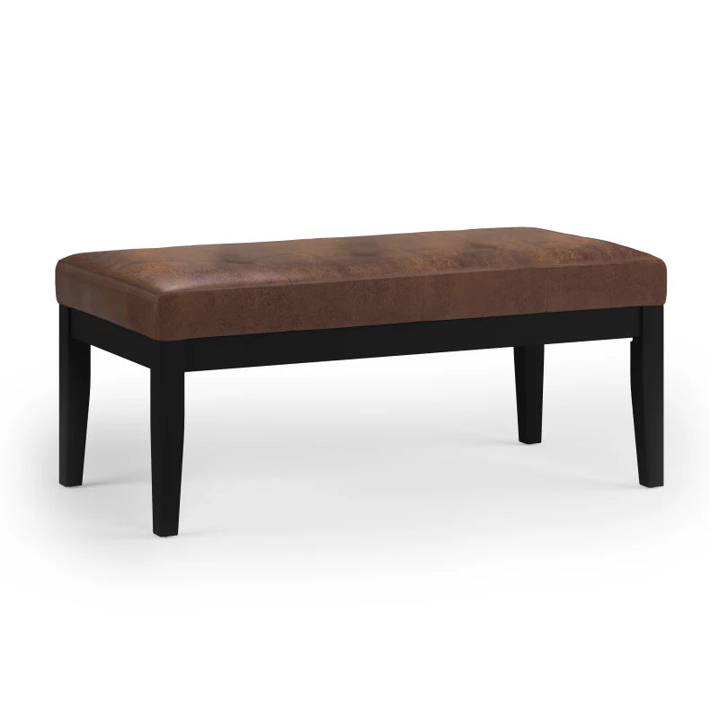 Lacey Tufted Ottoman Bench, Plush Upholstered Seating for Entryway Shoe Changing, Bedroom End of Bed or Living Room Lounge Area