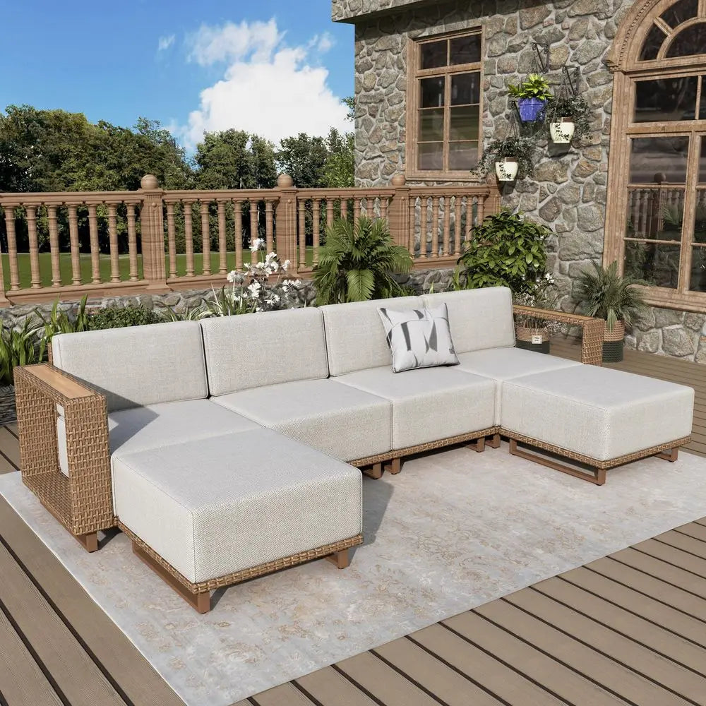 6 Piece Outdoor Wicker Sofa Couch Set