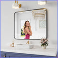 Black Metal Framed Bathroom Mirror