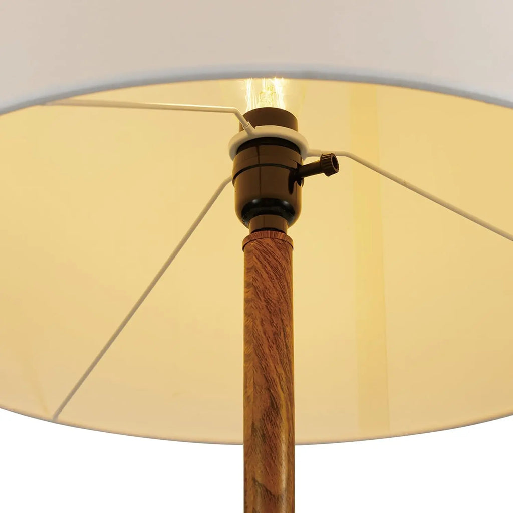 65" Floor Lamp 2-Tone Faux Wood Base White Fabric Shade