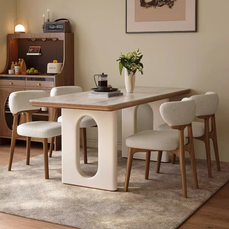 6 Person White Dining Table Luxury Design Modern Nordic
