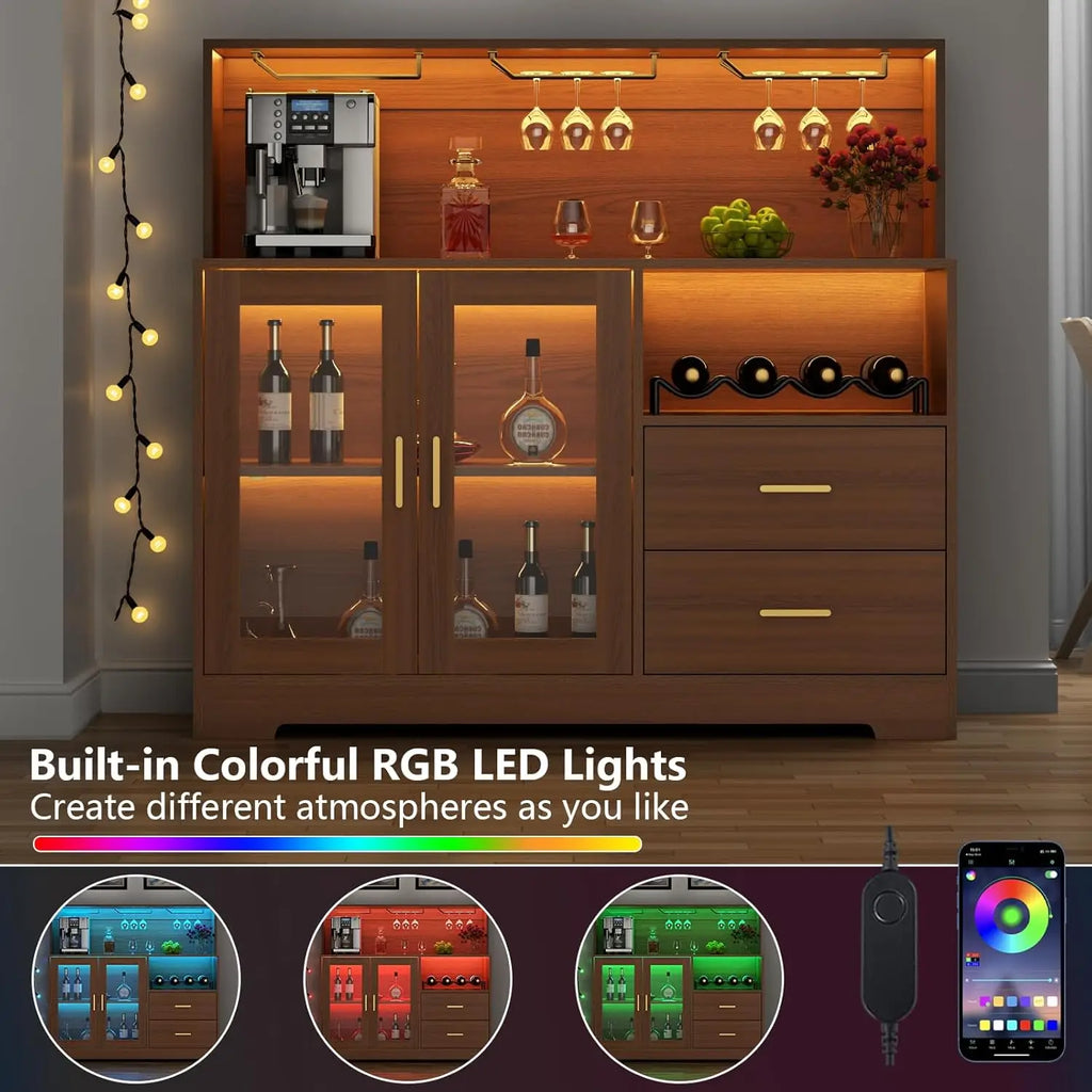 Wine Bar Cabinet with LED Light