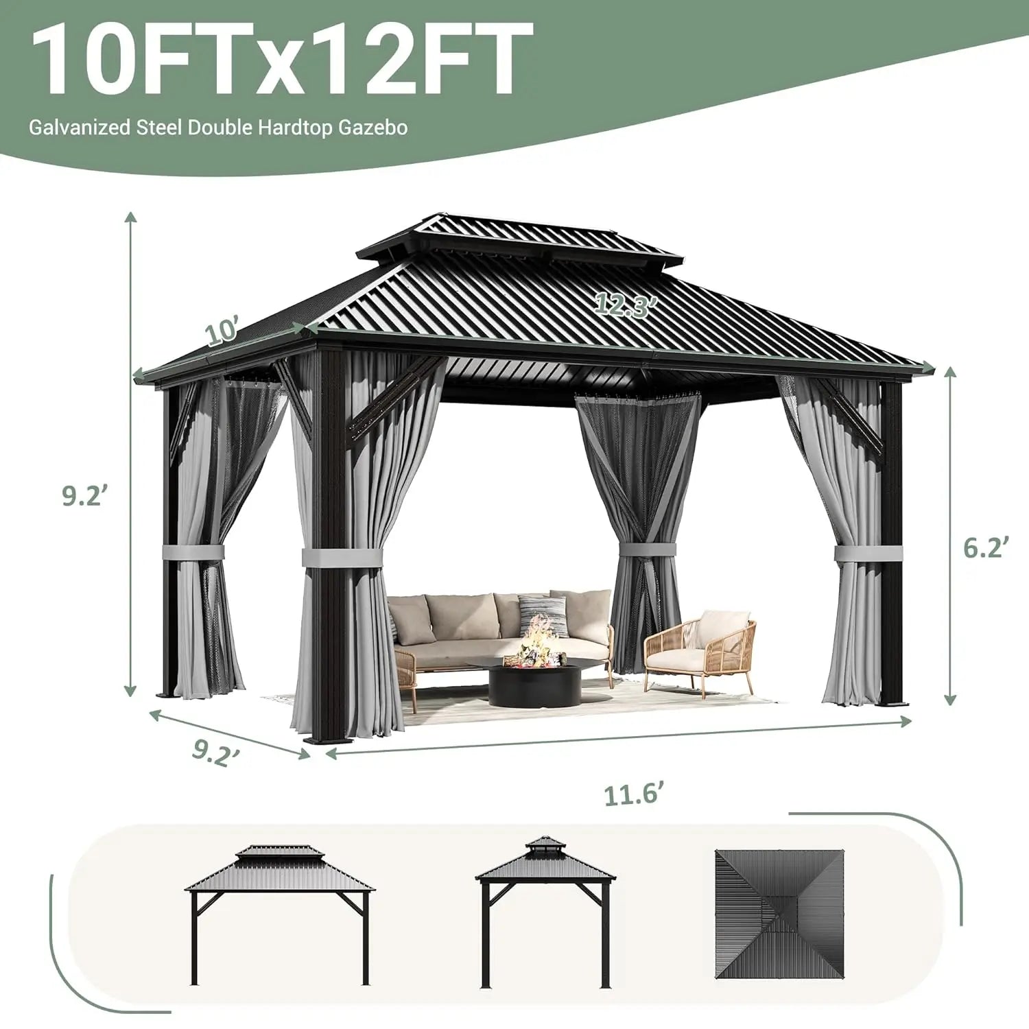 10'x12' Gazebo Hardtop Gazebo
