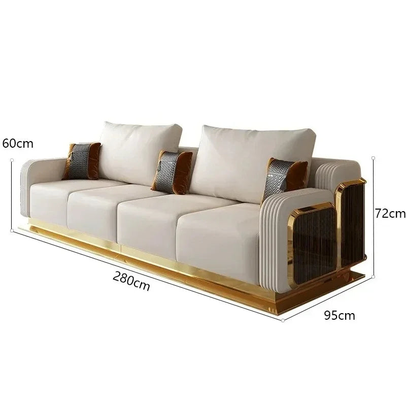 Modern Luxury Leather with Wooden Sofa Set