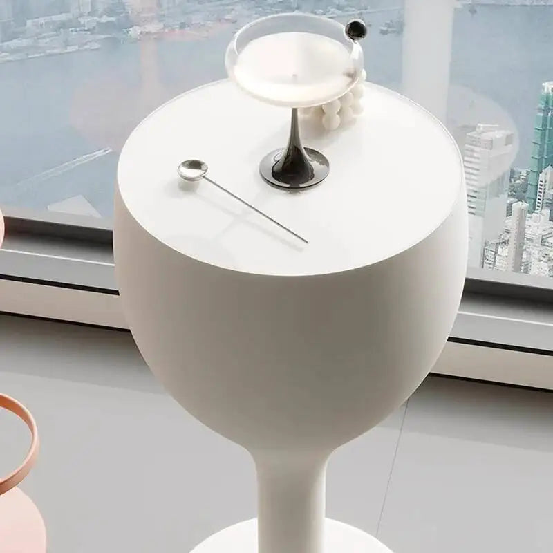 White Round Minimalist Bar Dining Table Counter Height