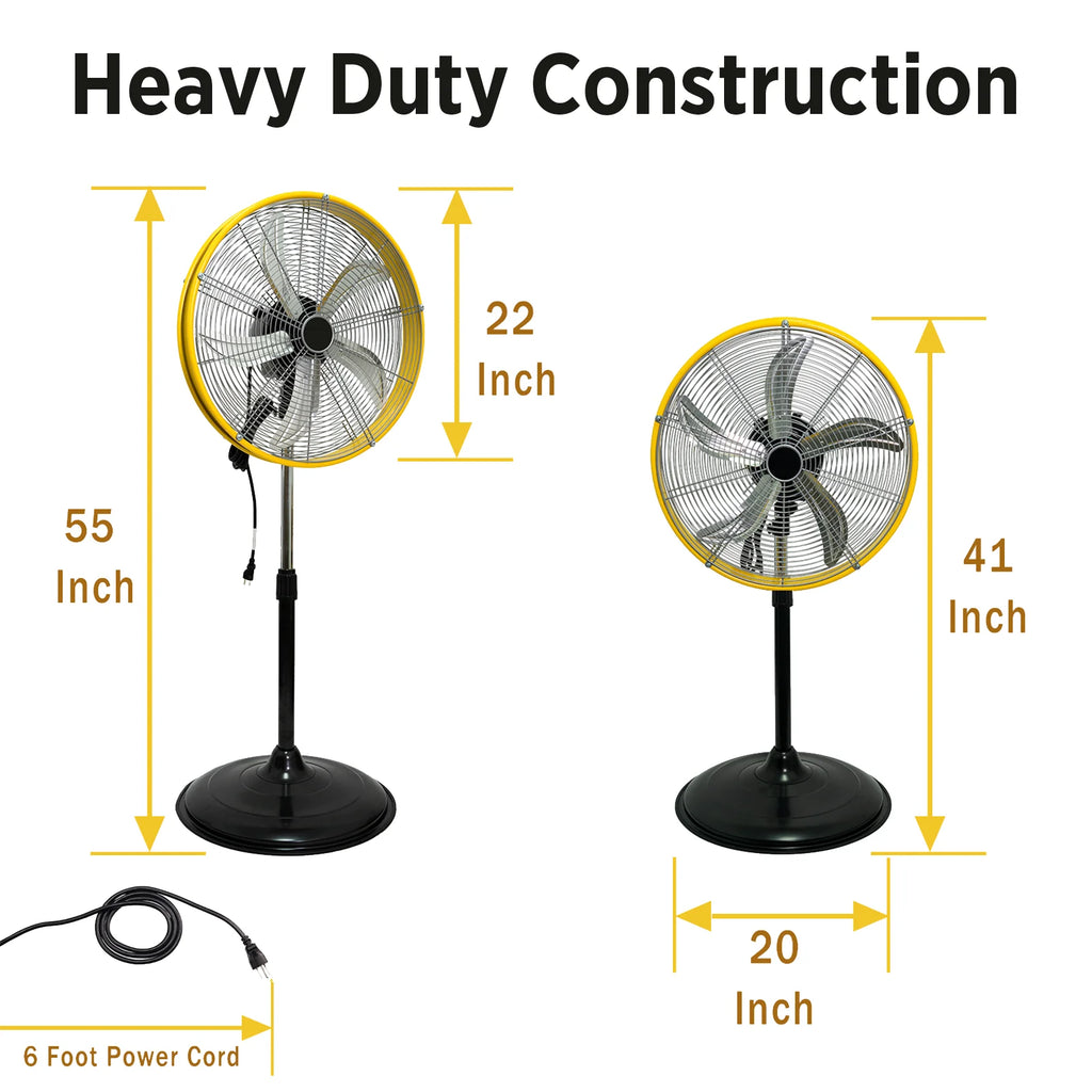 4900 CFM 20" High Velocity Industrial Pedestal Fan
