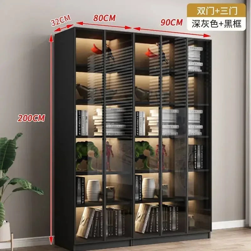 Modern Living Room Cabinet Bookcase with Glass Door Display