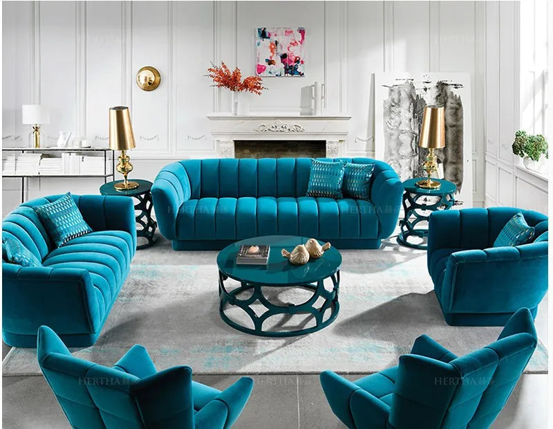 Blue Luxury Chesterfield Couch