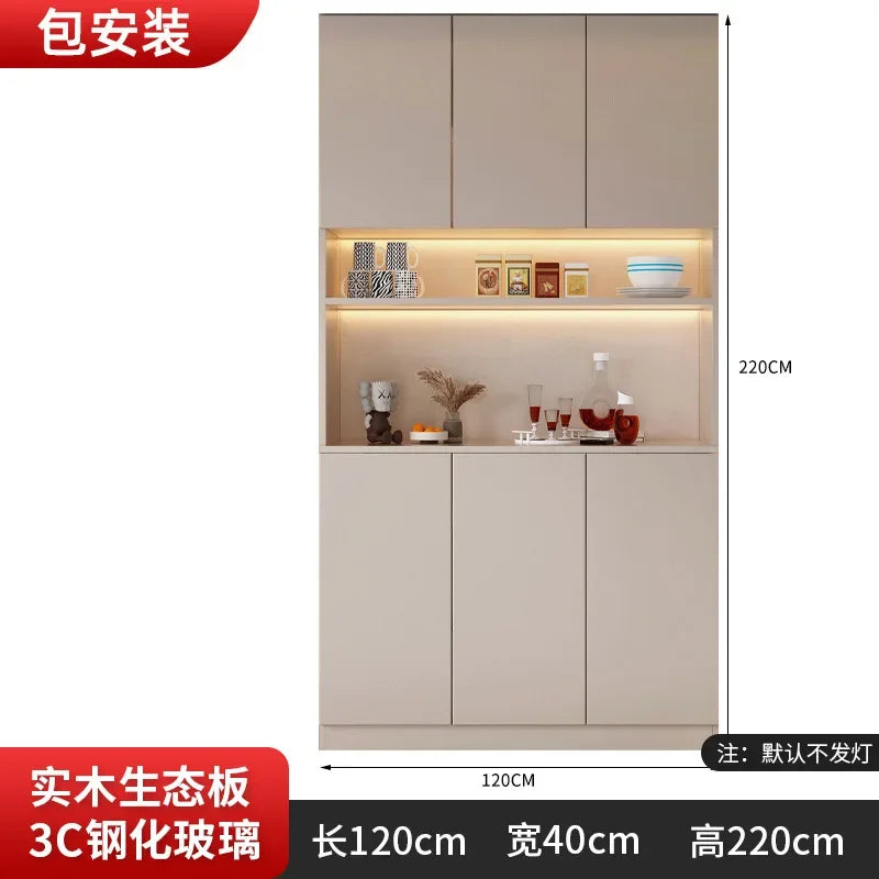 Kitchen Cabinet Sideboards Tall Cabinet with Glass Doors and Drawer Wine Cabinet Pantry Hunch with Shelves Kitchen Island