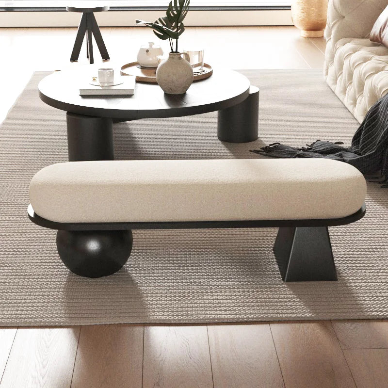 ‌Scandinavian Entryway Bench, Boutique Bedroom Stool, Dressing Room Seating