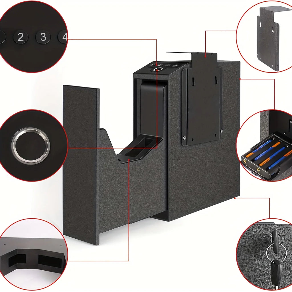 Biometric Slider Handgun Gun Safe for Nightstand, Desk, Bed Side, Truck