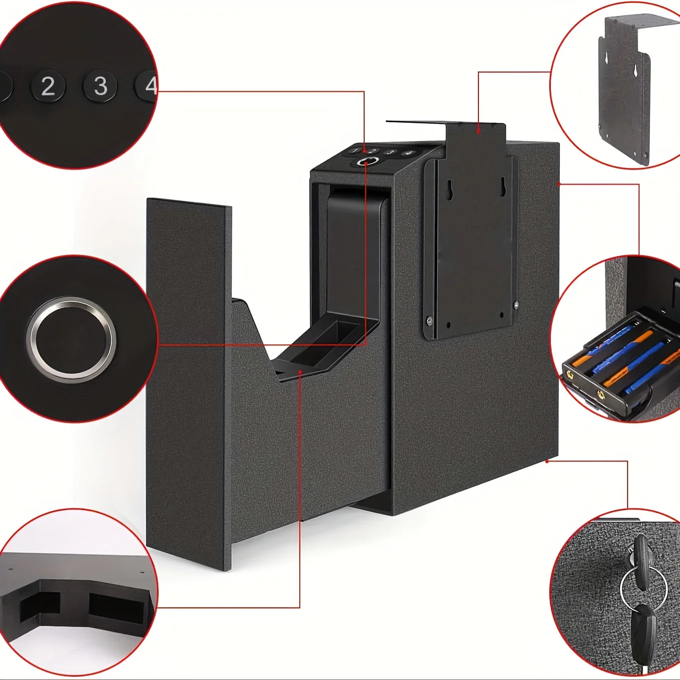 Biometric Slider Handgun Gun Safe for Nightstand, Desk, Bed Side, Truck