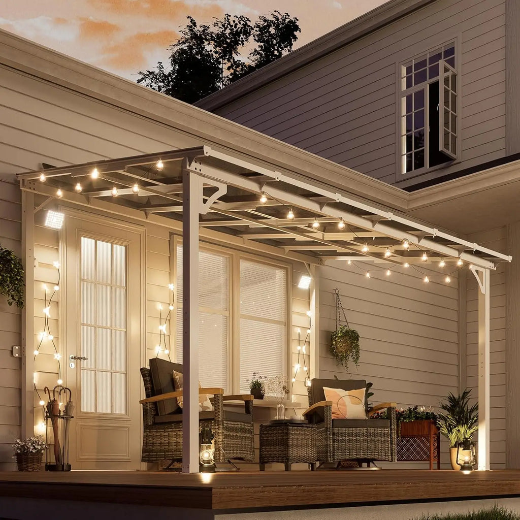 Wall Mounted sloped Lean to Metal Awning