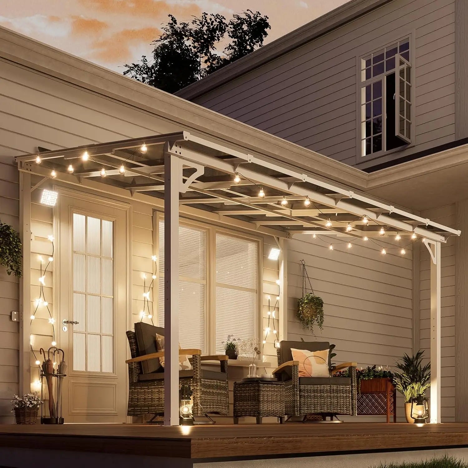 Wall Mounted sloped Lean to Metal Awning