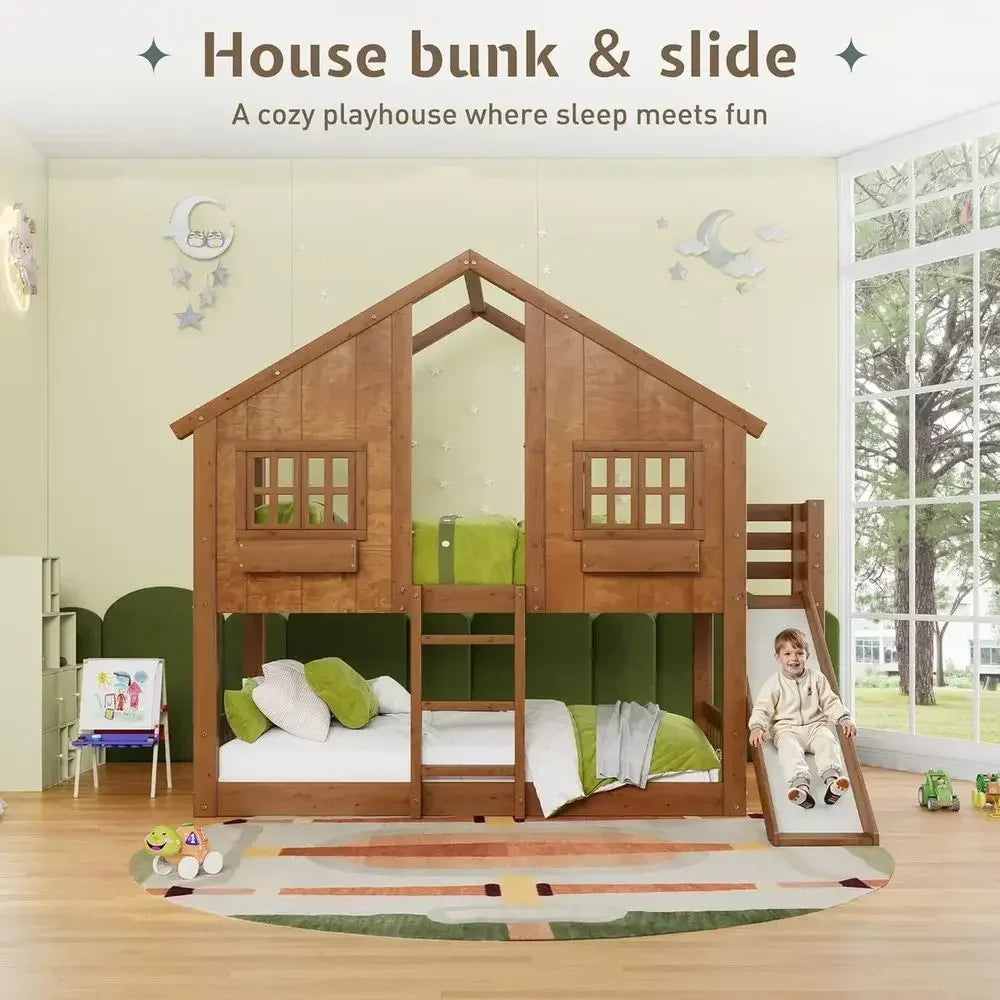 Twin Over Twin Wooden Bunk Bed