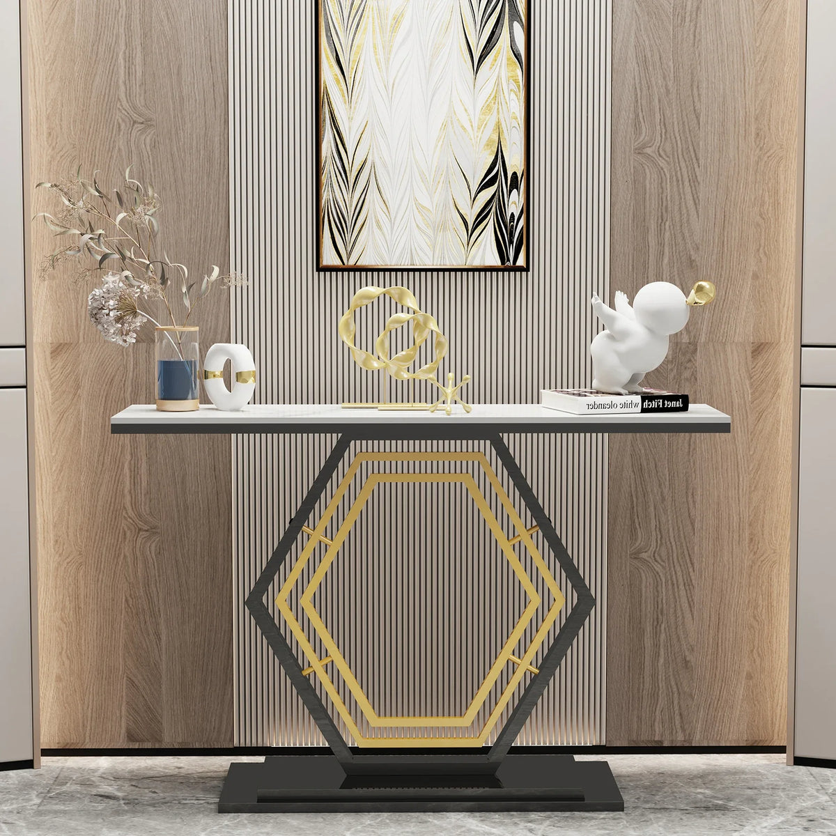 Metal Console Table, Narrow Hallway Tables for Entryway