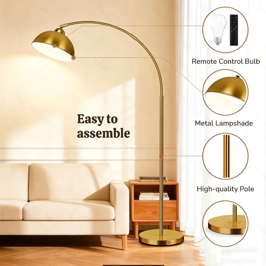 Modern Arched Floor Lamp with Remote Control
