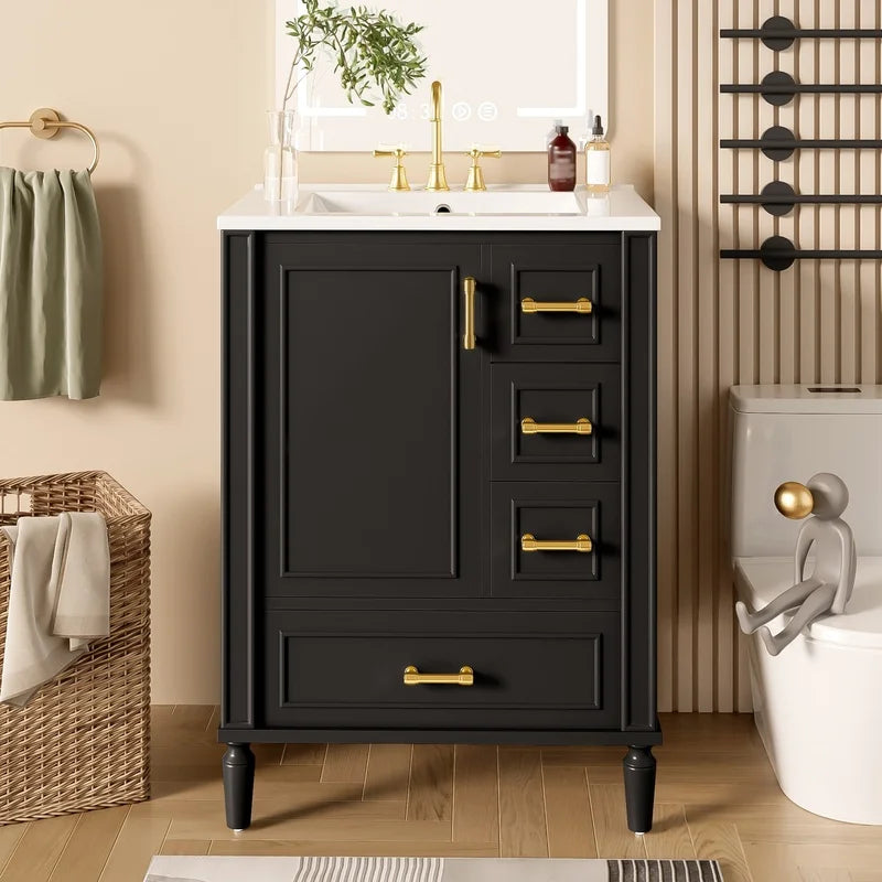 24" Modern Bathroom Vanity with Ceramic Sink