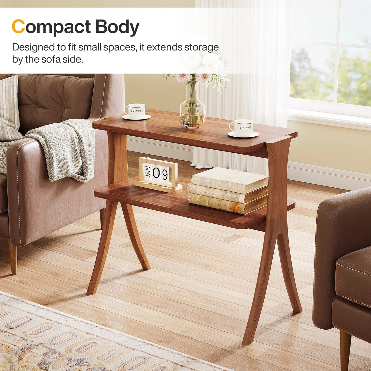 Tribesigns Walnut Side Table for Living Room