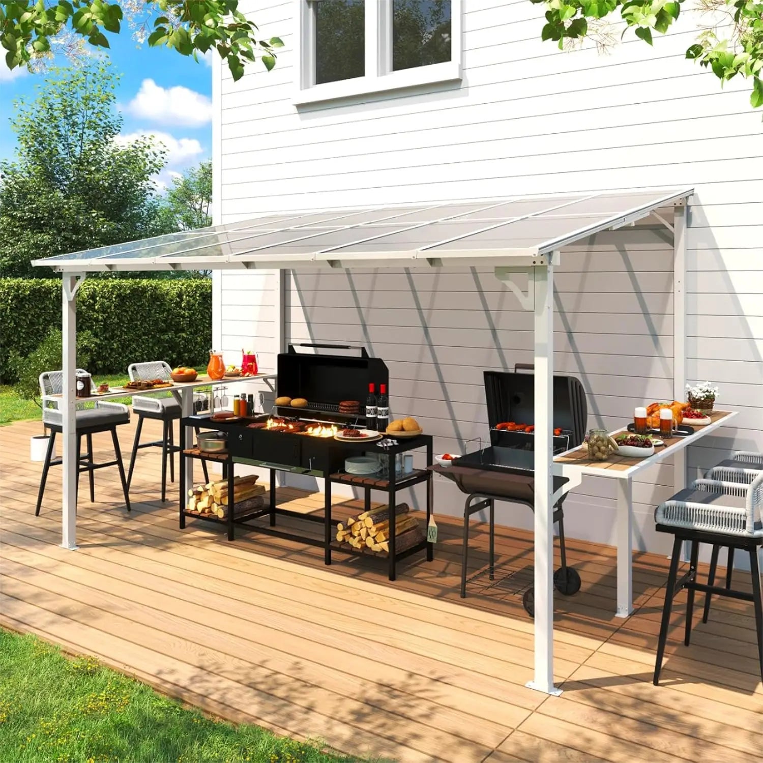 Wall Mounted sloped Lean to Metal Awning