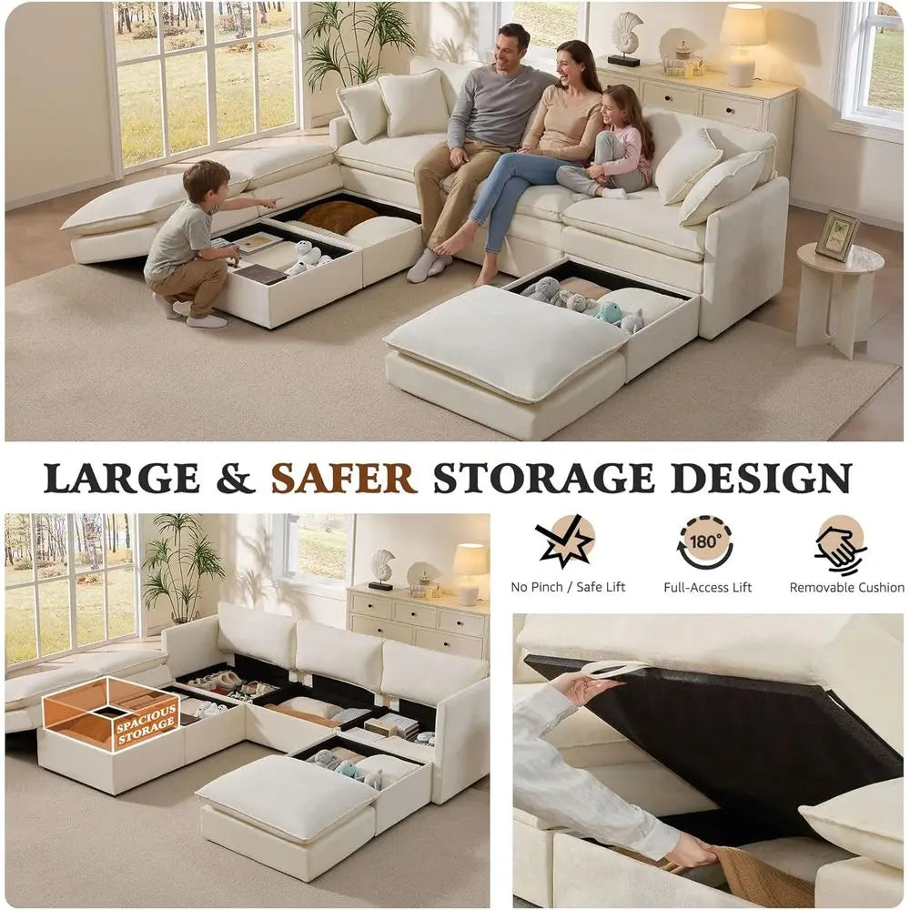 6-Seater Oversized Storage Sectional Sofa