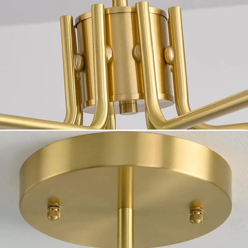 Modern Real Copper Glass Ball Ceiling Chandelier