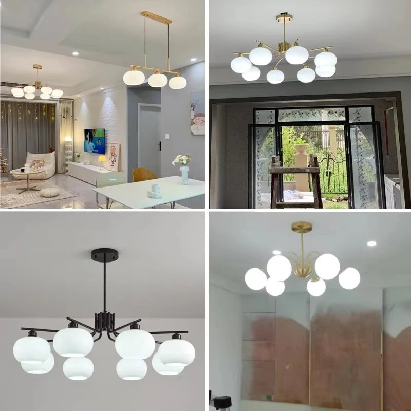 Modern Real Copper Glass Ball Ceiling Chandelier