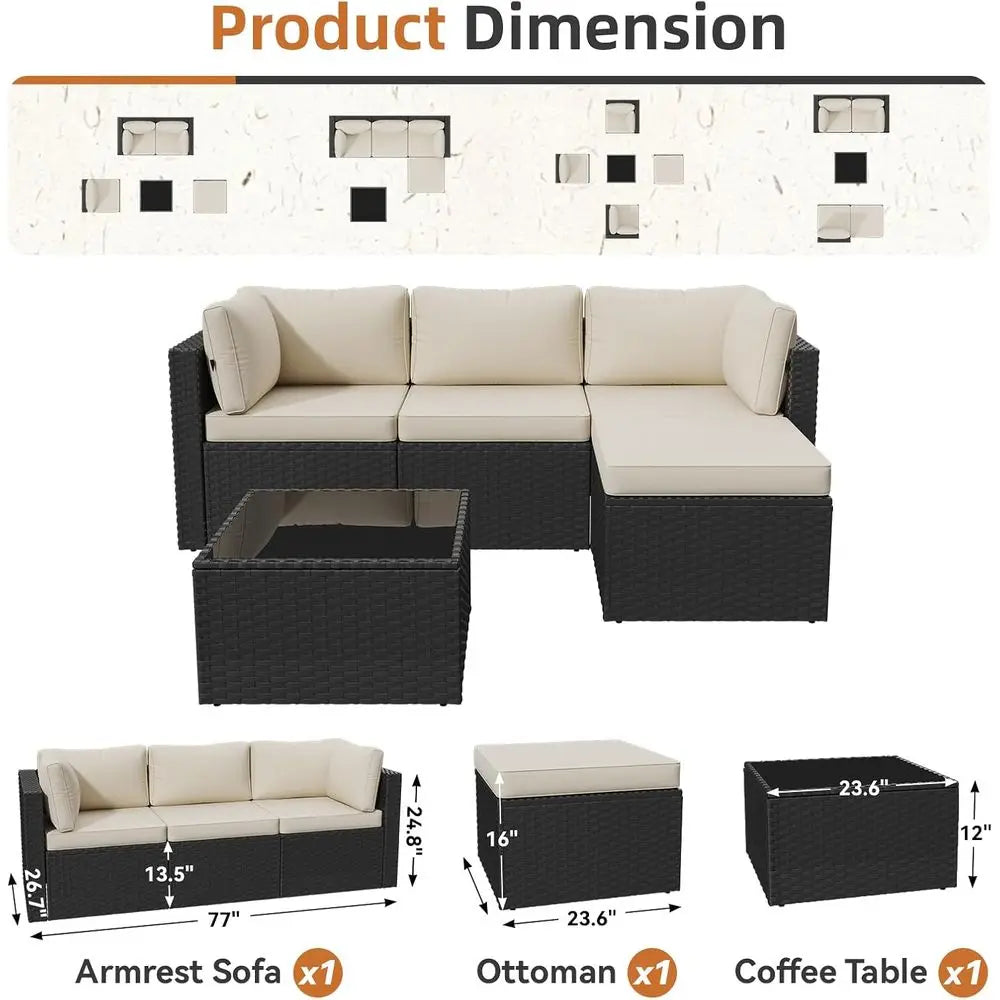 5-Piece Outdoor Sectional Sofa Set