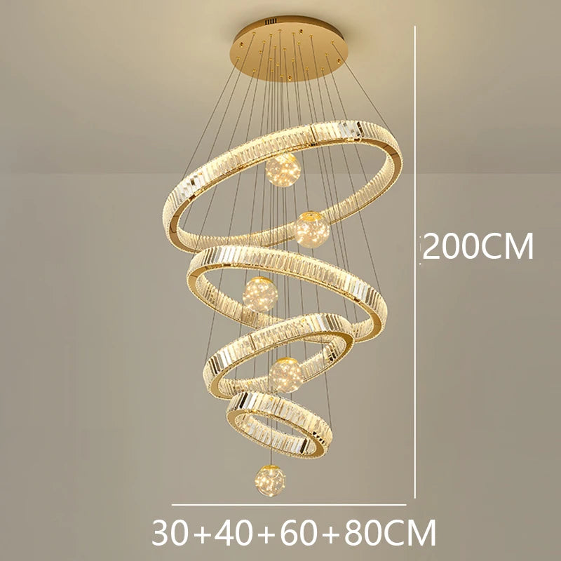 Modern Crystal Chandelier Lustre Stair Pendant