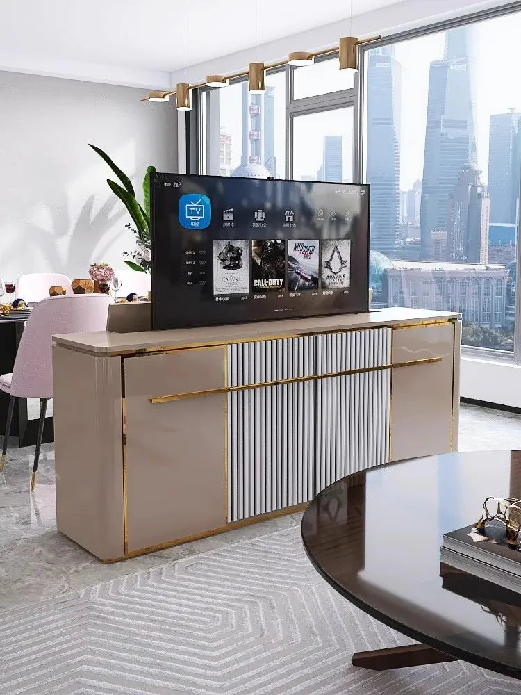 Light luxury electric remote control lifting TV cabinet