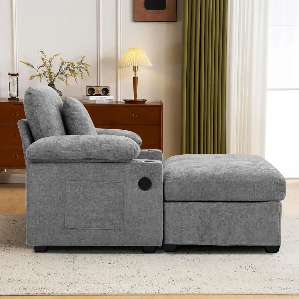 Oversized Indoor Chaise Lounge Chair with Ottoman,