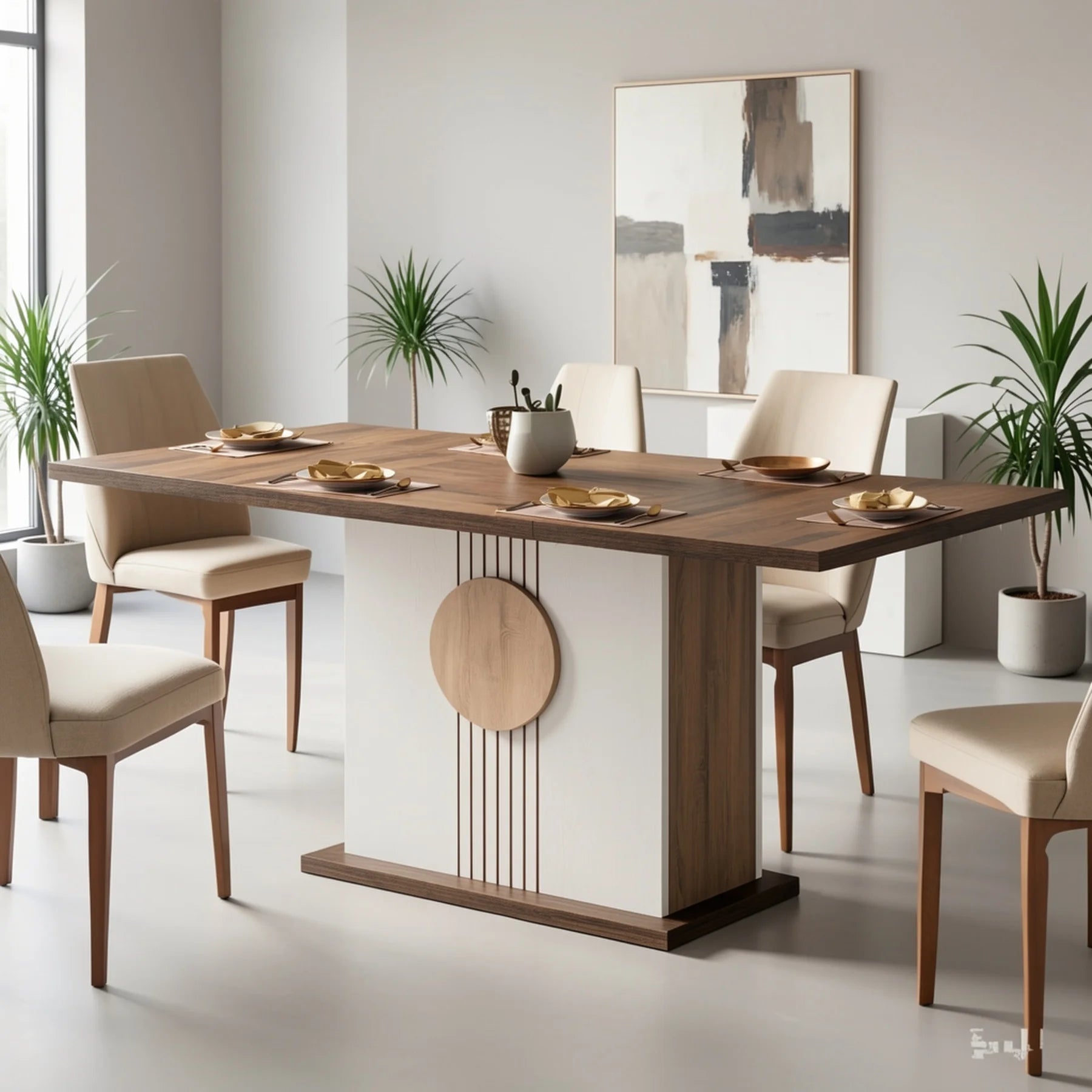 Stylish Wooden Rectangular Dining Table