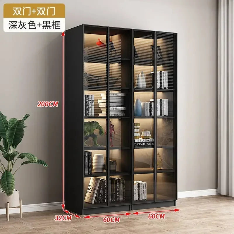 Modern Living Room Cabinet Bookcase with Glass Door Display