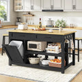 47 Solid Rubberwood Kitchen Island with Storage