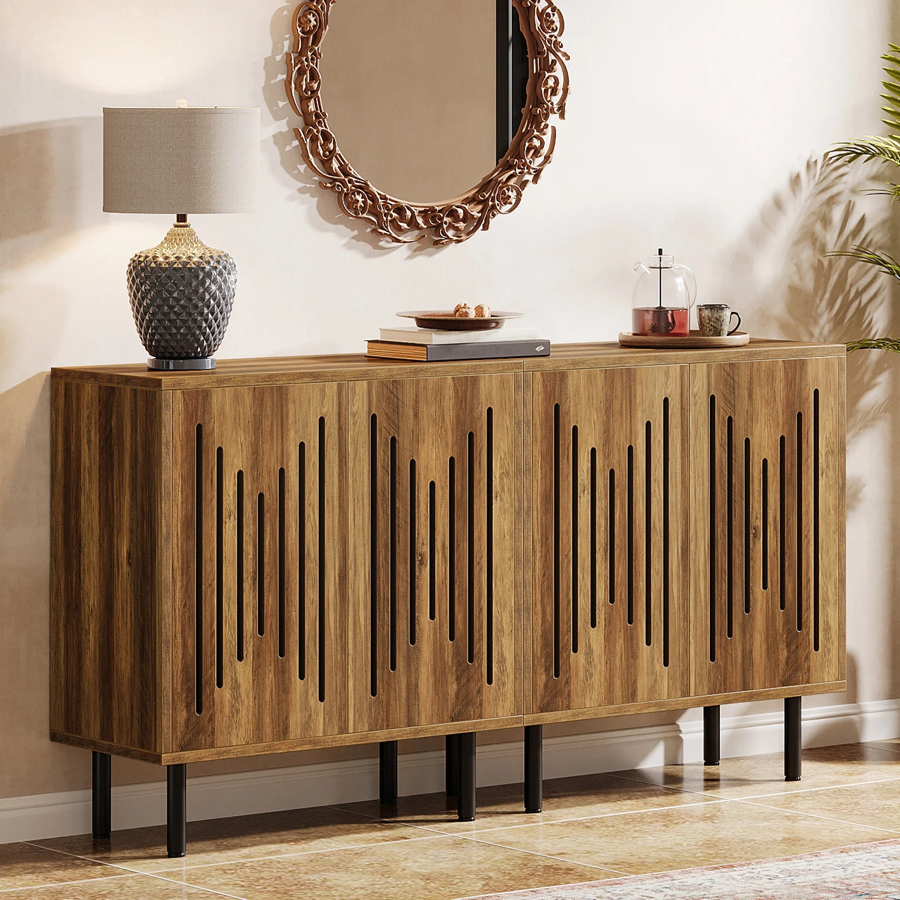 Vintage Storage Cabinet Set of 2, 59" Sideboard Buffet with Storage,
