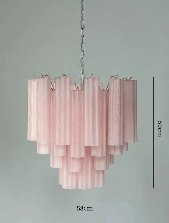 Art Deco Stained Glass Tube Chandeliers